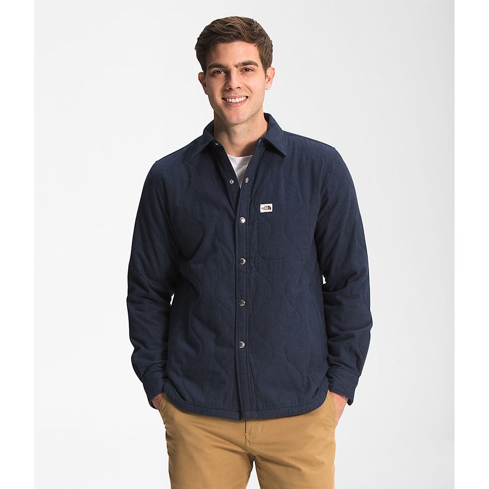 The North Face Overshirts Mens Australia - The North Face Quilted Navy / Grey (SHJ-176495)